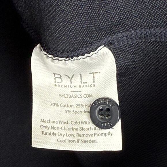BYLT Premium Basics LUX Navy/Blue Polka Dot Short Sleeve Collar Polo Shirt-Small - Picture 3 of 4